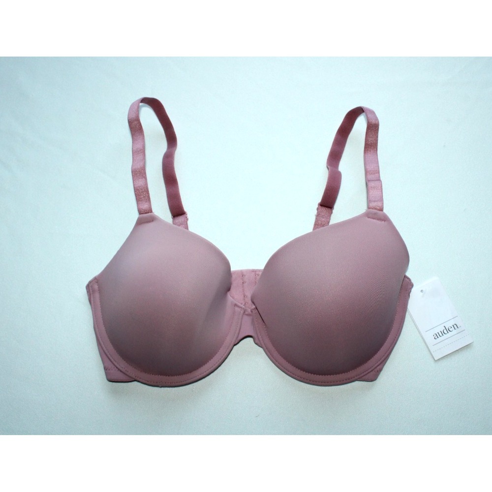 Auden Lightly Lined Comfort Wire Mauve Rose Pink T-Shirt Bra Strap 32D NWT